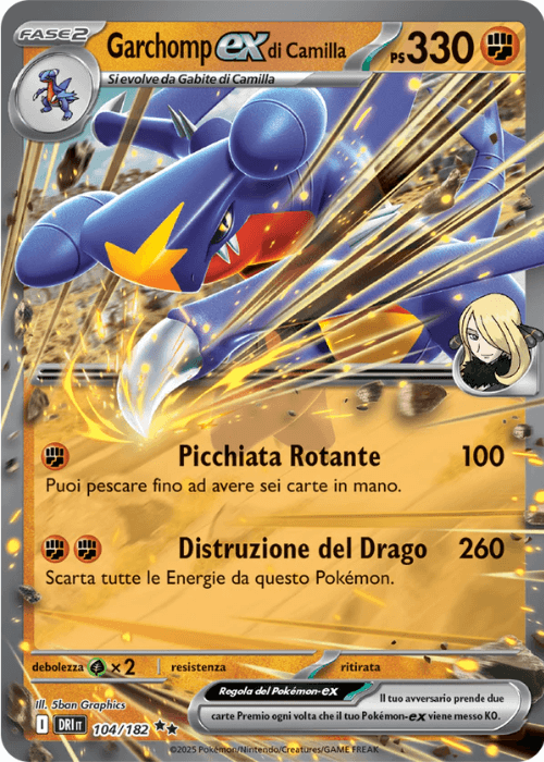 Pokémon Garchomp ex di Camilla 104/182 Rivali Predestinati ITA