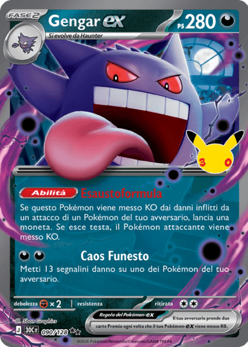 Pokémon Gengar ex 090/128 30° Anniversario ITA