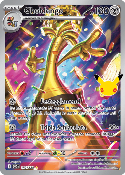 Pokémon Gholdengo 142/128 30° Anniversario ITA