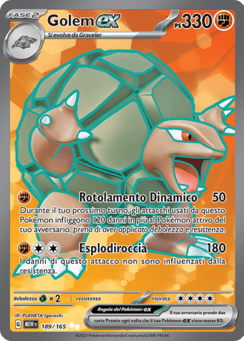 Pokémon Golem ex 189/165 151 ITA