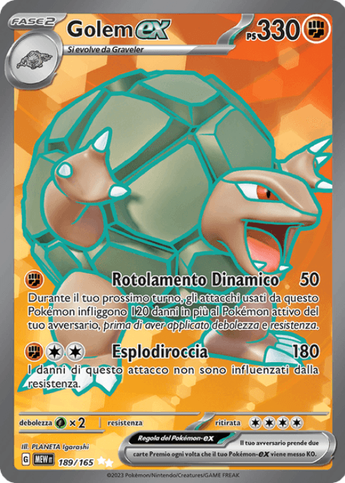 Pokémon Golem ex 189/165 151 ITA