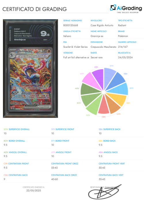Pokémon Greninja ex TWM 214/167 AiGrading Voto 9,5