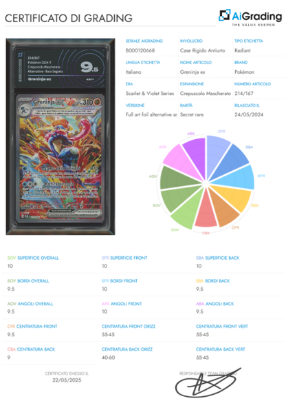Pokémon Greninja ex TWM 214/167 AiGrading Voto 9,5