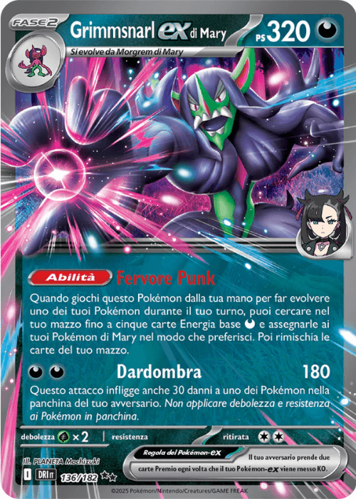Pokémon Grimmsnarl ex 136/182 Rivali Predestinati ITA