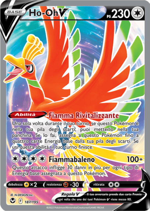Pokémon Ho-Oh V 187/195 Tempesta Argentata ITA