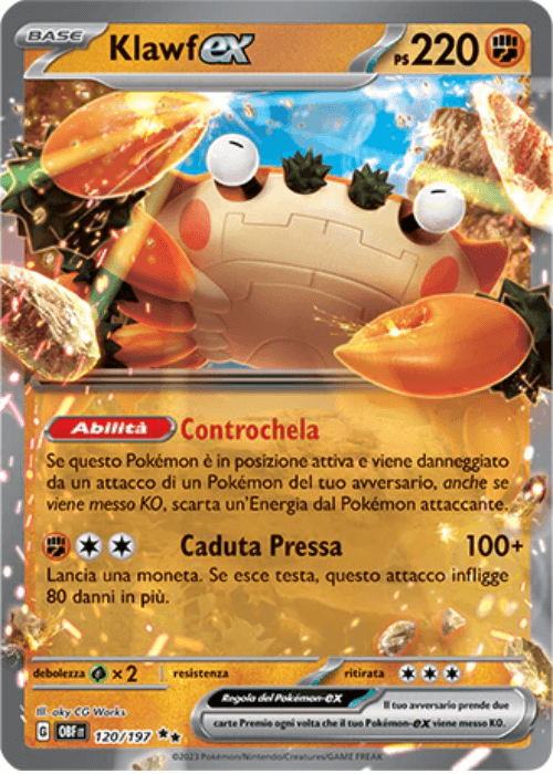 Pokémon Klawf ex 120/197 Ossidiana Infuocata ITA