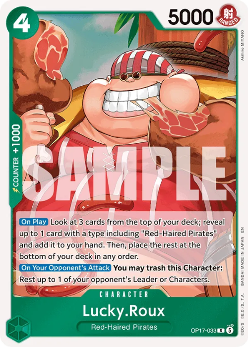 One Piece Lucky.Roux Rare OP17-033 ENG