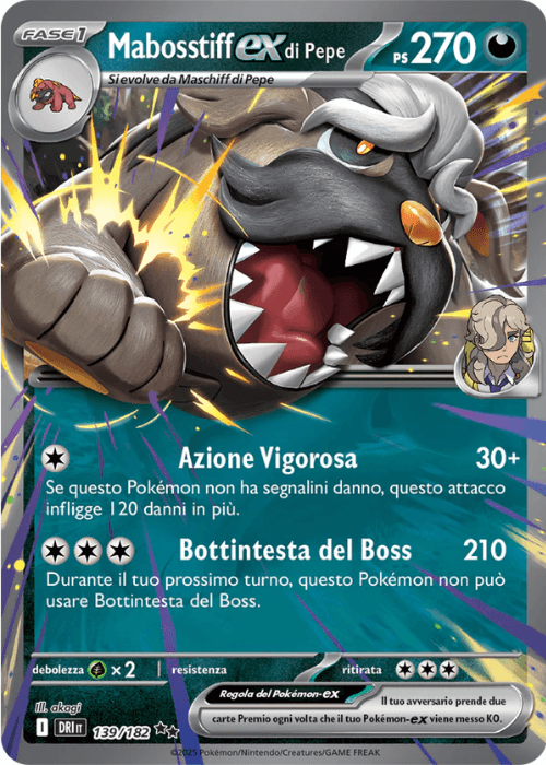 Pokémon Mabosstiff ex di Pepe 139/182 Rivali Predestinati ITA