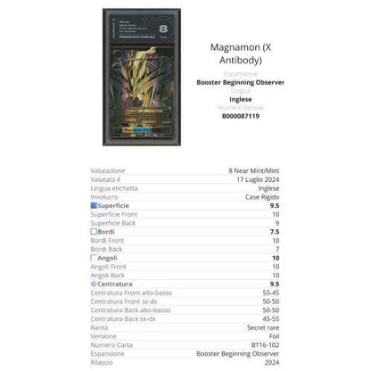 Digimon Card Game Magnamon (X Antibody) BT16-102 V.3 AiGrading Voto 8