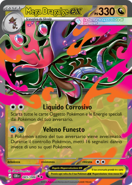 Pokémon Mega Dragalge ex 065/086 Caos Nascente ITA