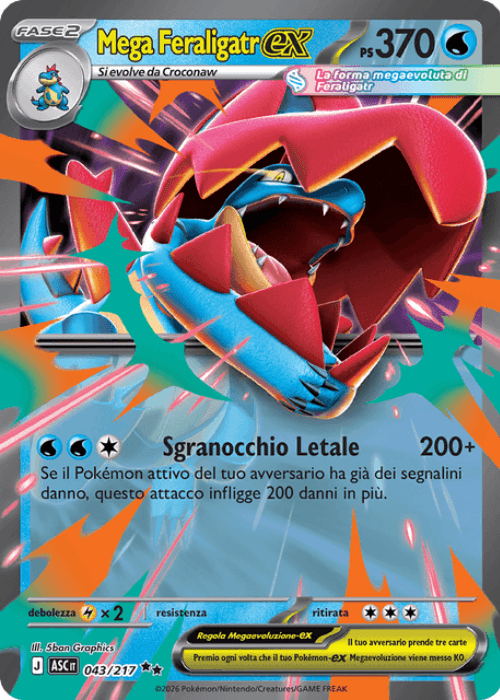 Pokémon Mega Feraligatr ex 043/217 Ascesa Eroica ITA