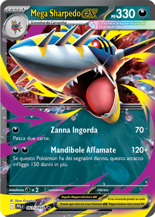 Pokémon Mega Sharpedo ex 061/094 Fiamme Spettrali ITA