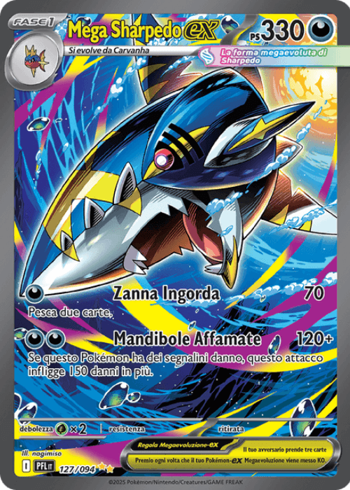 Pokémon Mega Sharpedo ex 127/094 Fiamme Spettrali ITA
