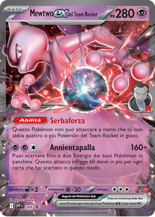 Pokémon Mewtwo ex del Team Rocket 205 Promo Scarlatto & Violetto ITA