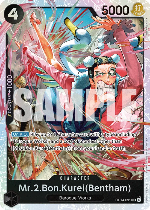 One Piece Mr.2.Bon.Kurei(Bentham) Super Rare OP14-091 ENG