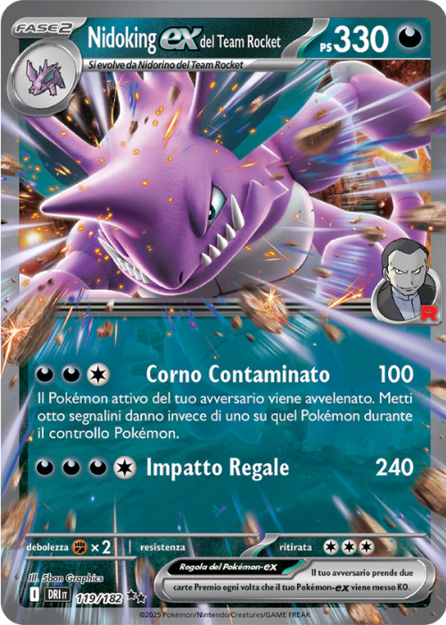 Pokémon Nidoking ex del Team Rocket 119/182 Rivali Predestina ITA