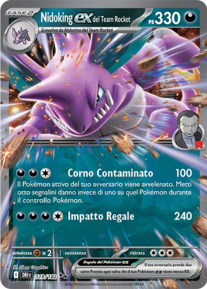 Pokémon Nidoking ex del Team Rocket 119/182 Rivali Predestina ITA