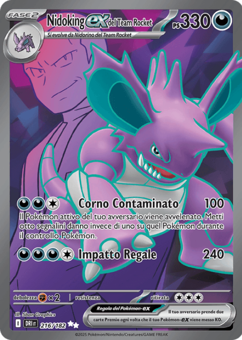 Pokémon Nidoking ex del Team Rocket 216/182 Rivali Predestina ITA