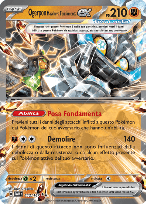 Pokémon Ogerpon Maschera Fondamenta ex 112/167 Crepuscolo Mascherato ITA