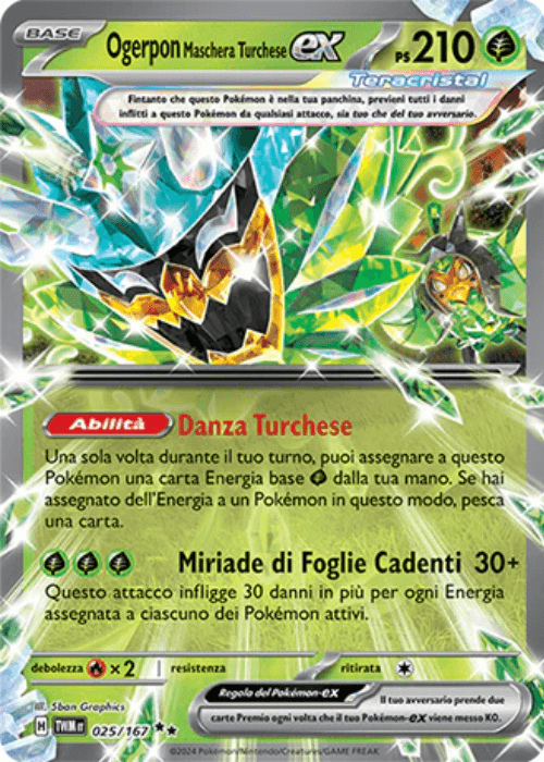 Pokémon Ogerpon Maschera Turchese ex 025/167 Crepuscolo Mascherato ITA