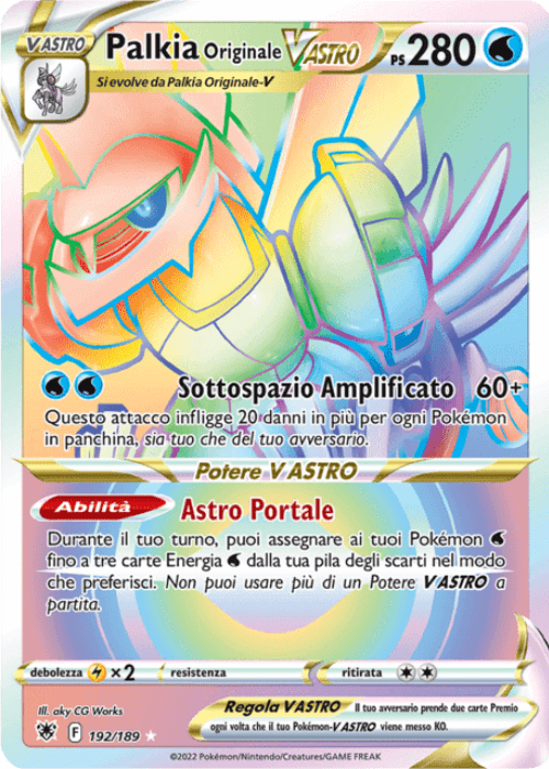 Pokémon Palkia Originale Vastro 192/189 Lucentezza Siderale ITA