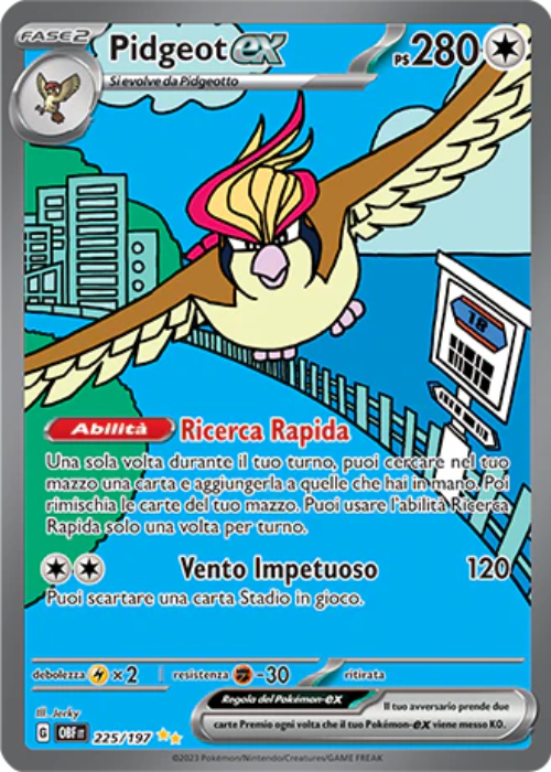 Pokémon Pidgeot ex 225/197 Ossidiana Infuocata ITA