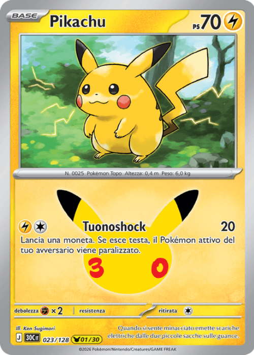 Pokémon Pikachu 023/128 30° Anniversario ITA