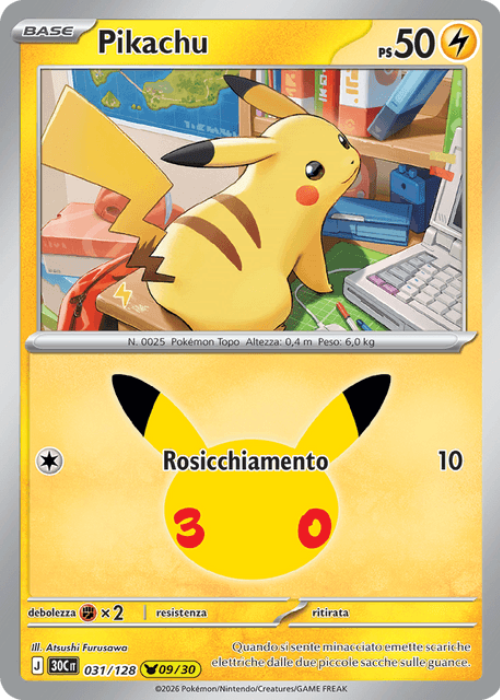 Pokémon Pikachu 031/128 30° Anniversario ITA