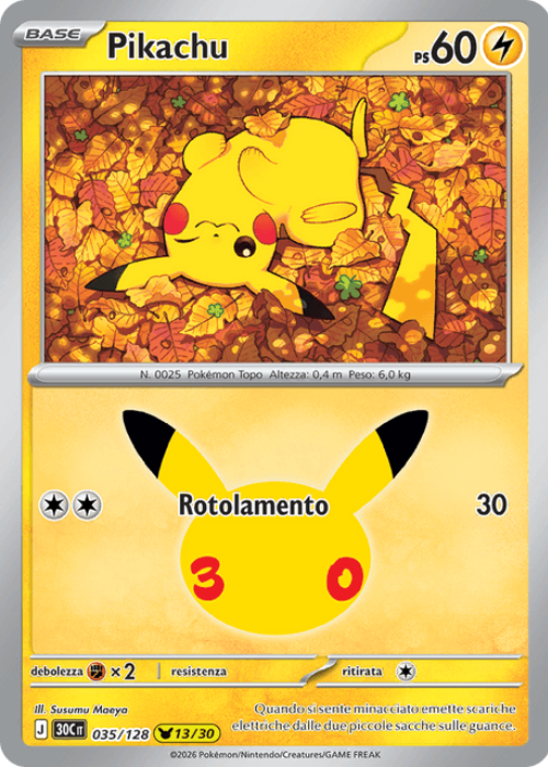 Pokémon Pikachu 035/128 30° Anniversario ITA