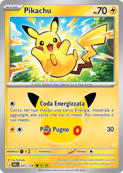 Pokémon Pikachu 037/128 30° Anniversario ITA