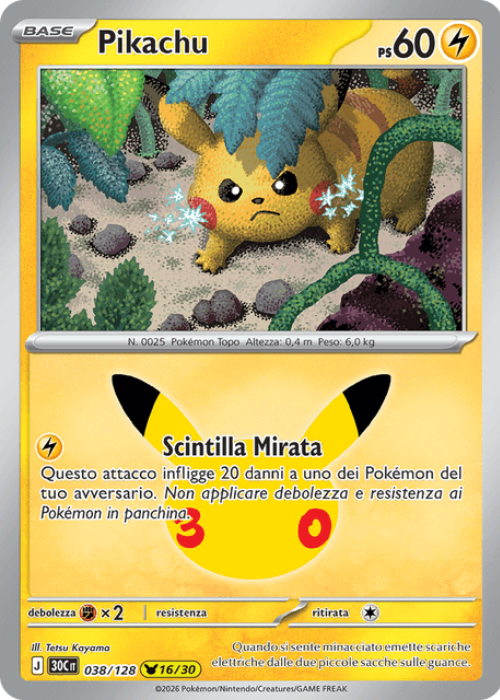 Pokémon Pikachu 038/128 30° Anniversario ITA