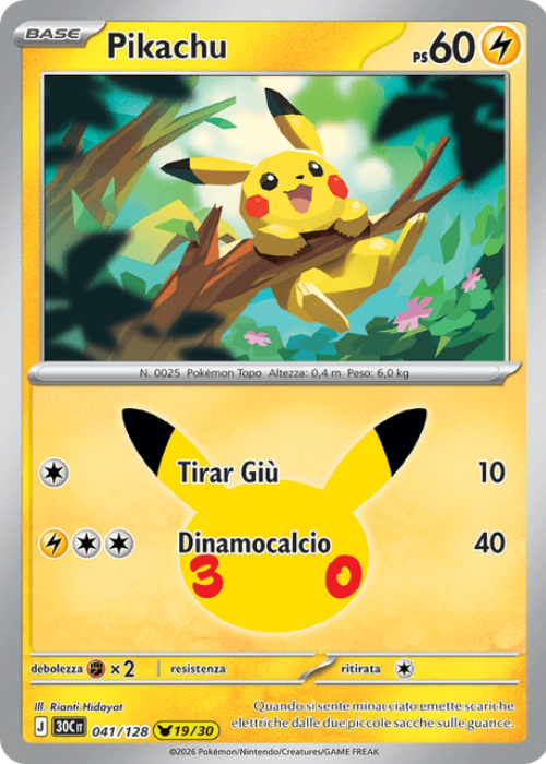 Pokémon Pikachu 041/128 30° Anniversario ITA