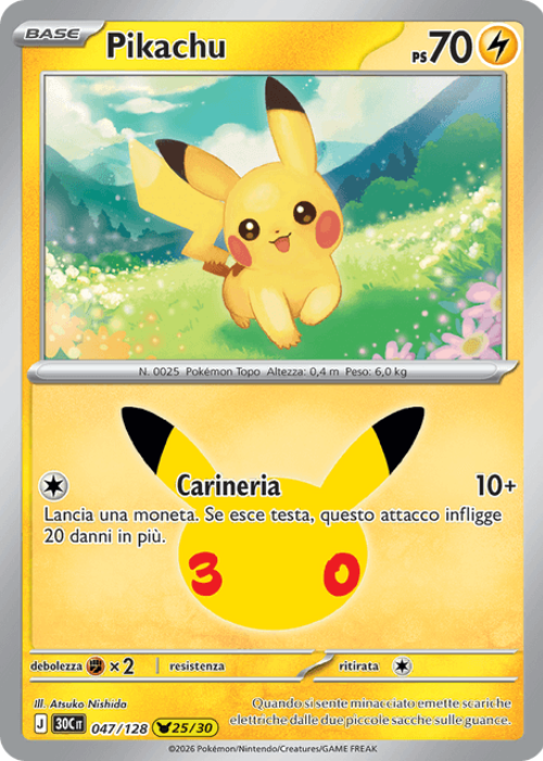 Pokémon Pikachu 047/128 30° Anniversario ITA