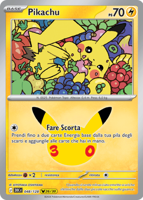 Pokémon Pikachu 048/128 30° Anniversario ITA