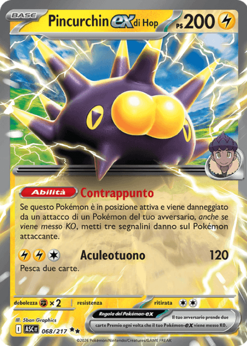 Pokémon Pincurchin ex di Hop 068/217 Ascesa Eroica ITA