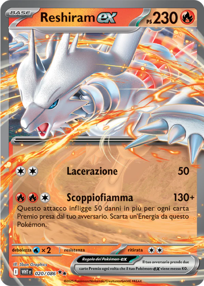 Pokémon Reshiram ex 020/086 Fuoco Bianco ITA
