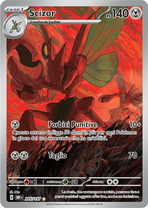 Pokémon Scizor 205/197 Ossidiana Infuocata ITA