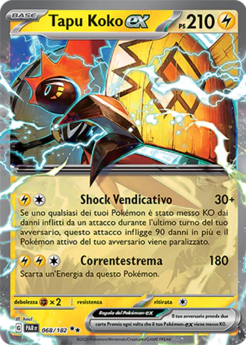 Pokémon TapuKoko ex 068/182 Paradosso Temporale ITA
