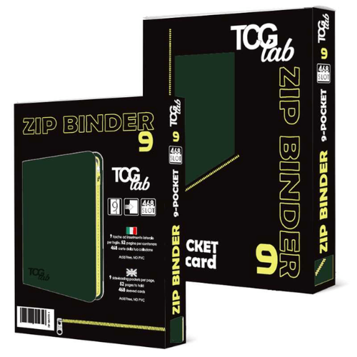 TcgLab Album con Zip Gialla 9 Tasche Verde Foresta