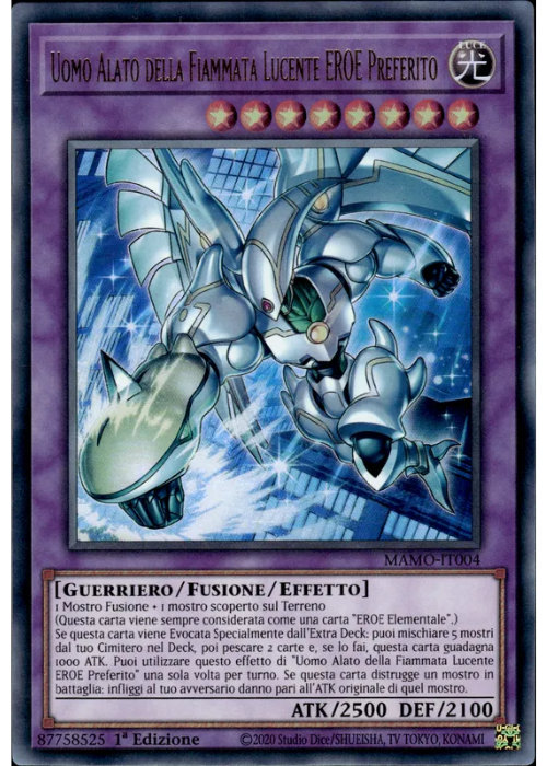 Yu-Gi-Oh! Uomo Alato della Fiammata Lucente EROE Preferito MAMO 004 I Magnifici Monstri ITA