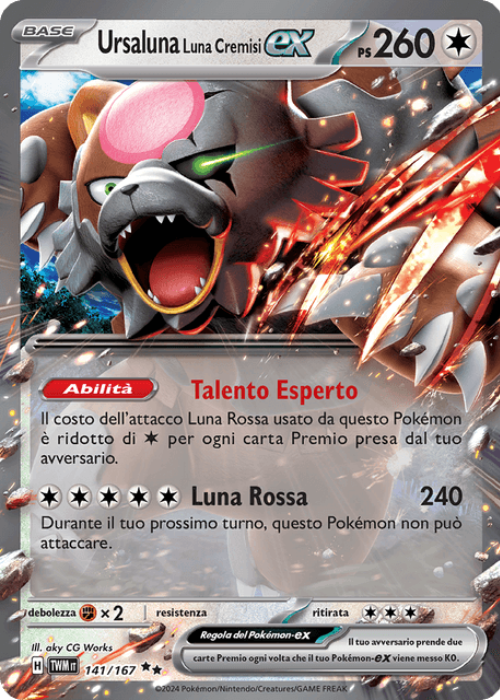 Pokémon Ursaluna Luna Cremisi ex 039/167 Crepuscolo Mascherato ITA