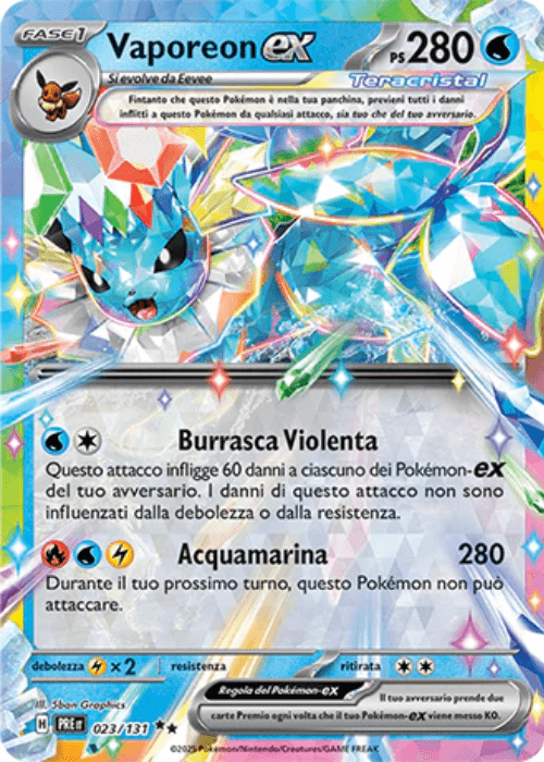 Pokémon Vaporeon ex 023/131 Evoluzioni Prismatiche ITA