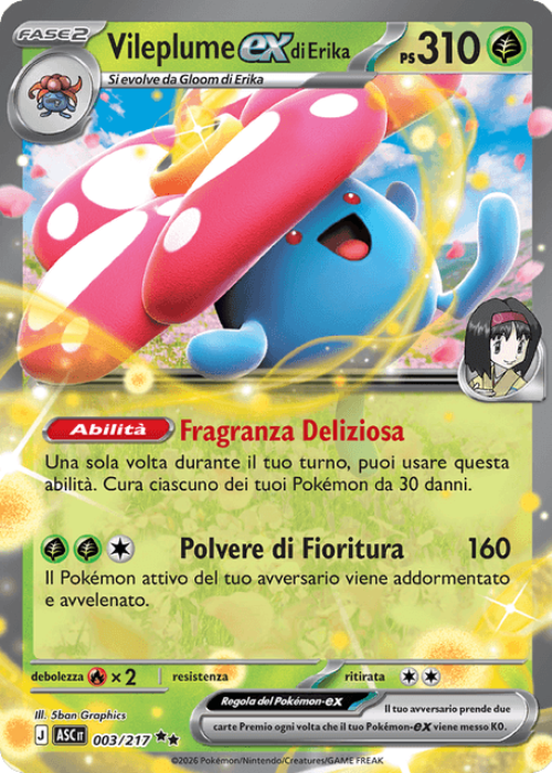 Pokémon Vileplume ex di Erika 003/217 Ascesa Eroica ITA