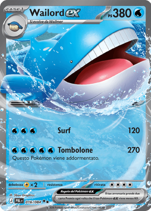 Pokémon Wailord ex 016/084 Buio Pesto ITA