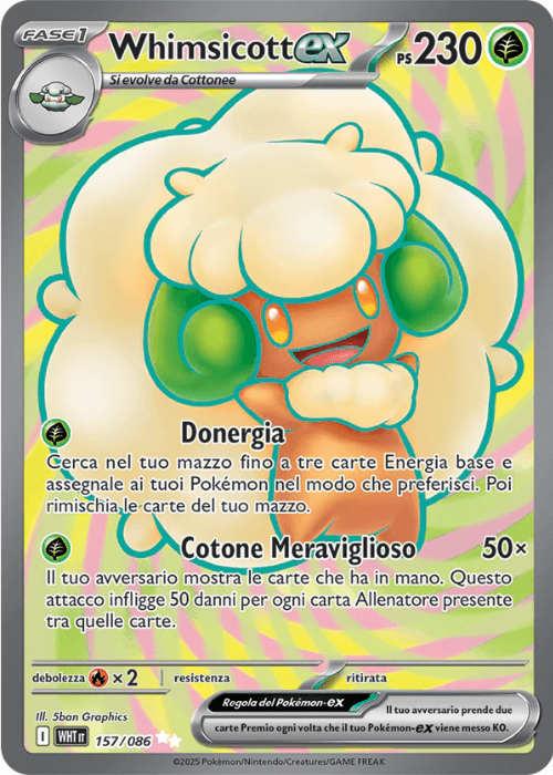 Pokémon Whimsicott ex 157/086 Fuoco Bianco ITA