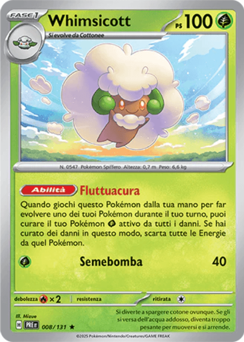 Pokémon Whimsicott 008/131 Reverse Masterball Evoluzioni Prismatiche ITA