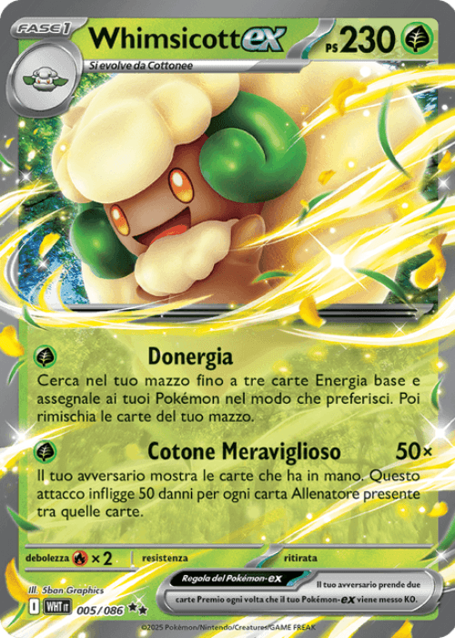 Pokémon Whimsicott ex 005/086 Fuoco Bianco ITA