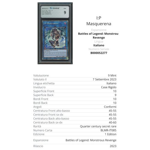 Yu-Gi-Oh! I:P MASQUERENA BLMR Quarter Century Secret Rare AiGrading Voto 9