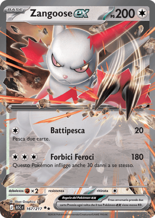 Pokémon Zangoose ex 167/217 Ascesa Eroica ITA
