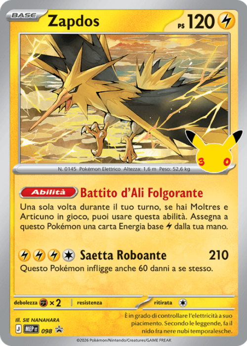 Pokémon Trio Uccelli Leggendari di Kanto Promo 30° Anniversario ITA